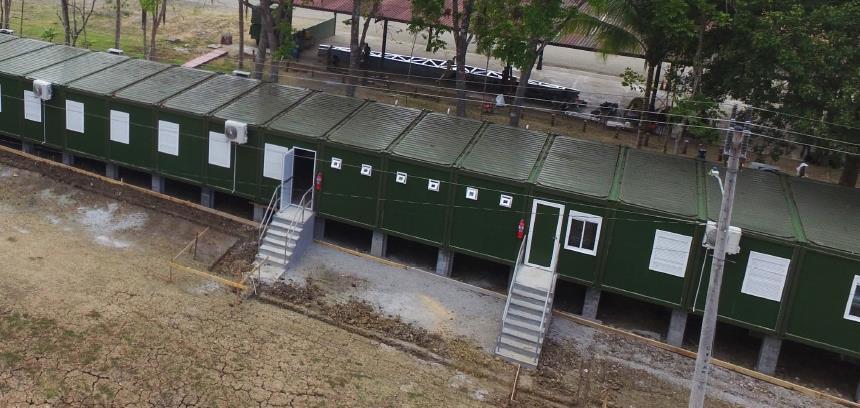 Dark green SMARTBRIX modular military installation